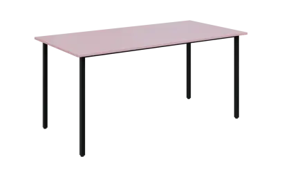 JSB 160N Jídelní stůl 1600 x 800 mm, deska pastelově růžová / podnož černá